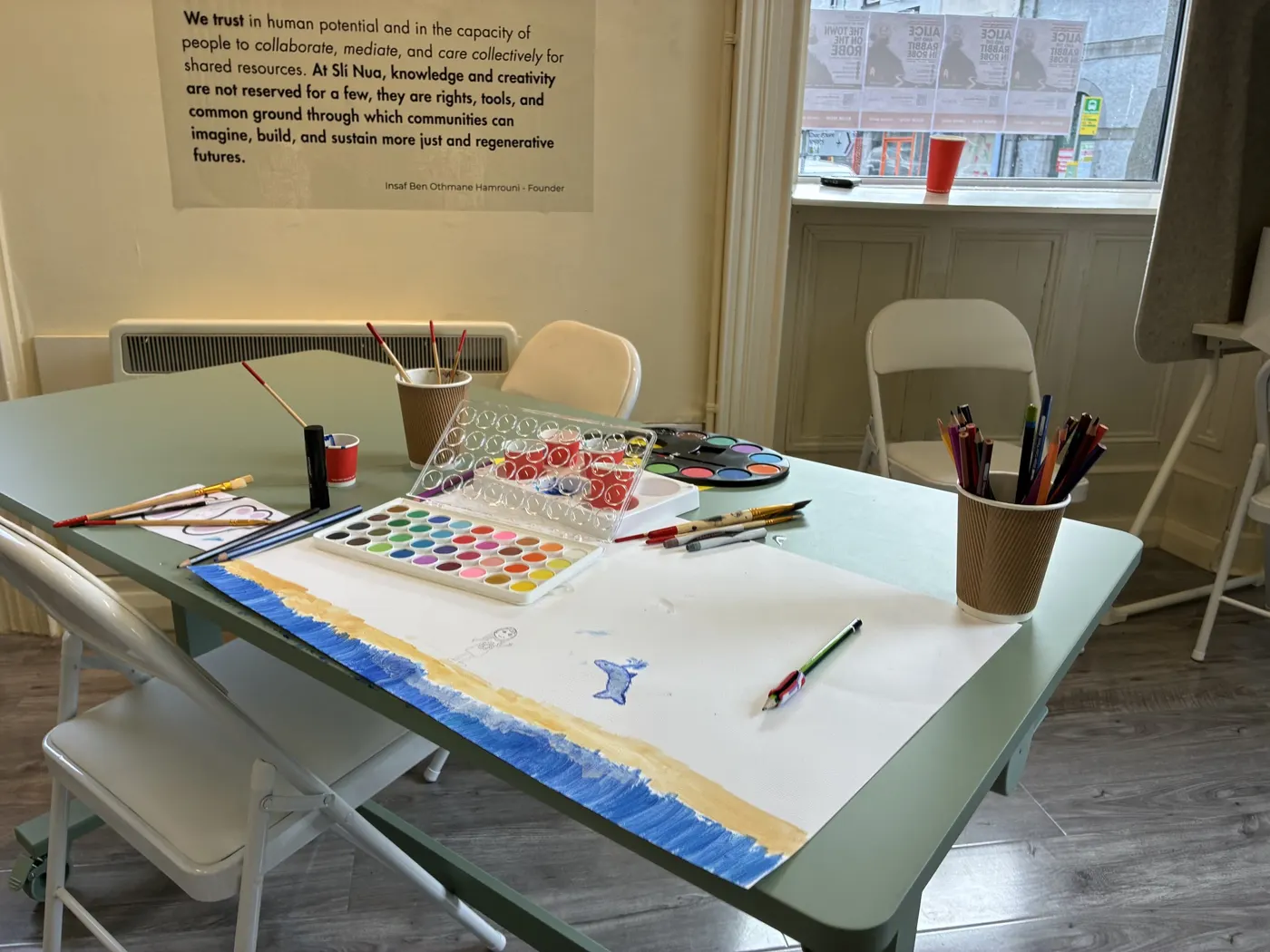 A children’s painting table at the Nexus