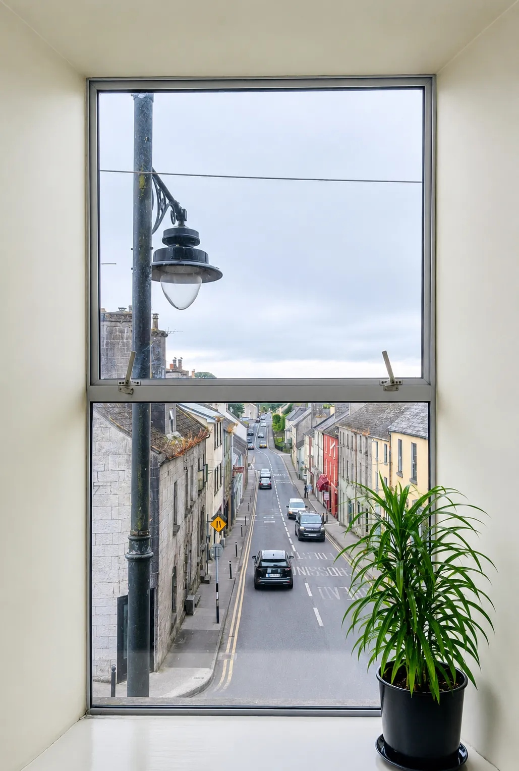 The view down Glebe Street from a Nexus window
